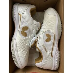 NWT Butterfly Mens Lezoline Table Tennis Shoes Size 40 (7.5 US) White Gold